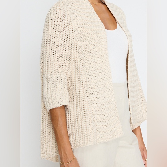 Brochu Walker Fida Handknit Shrug Cream Knit Women's Cardigan in Almond - Picture 7 of 15